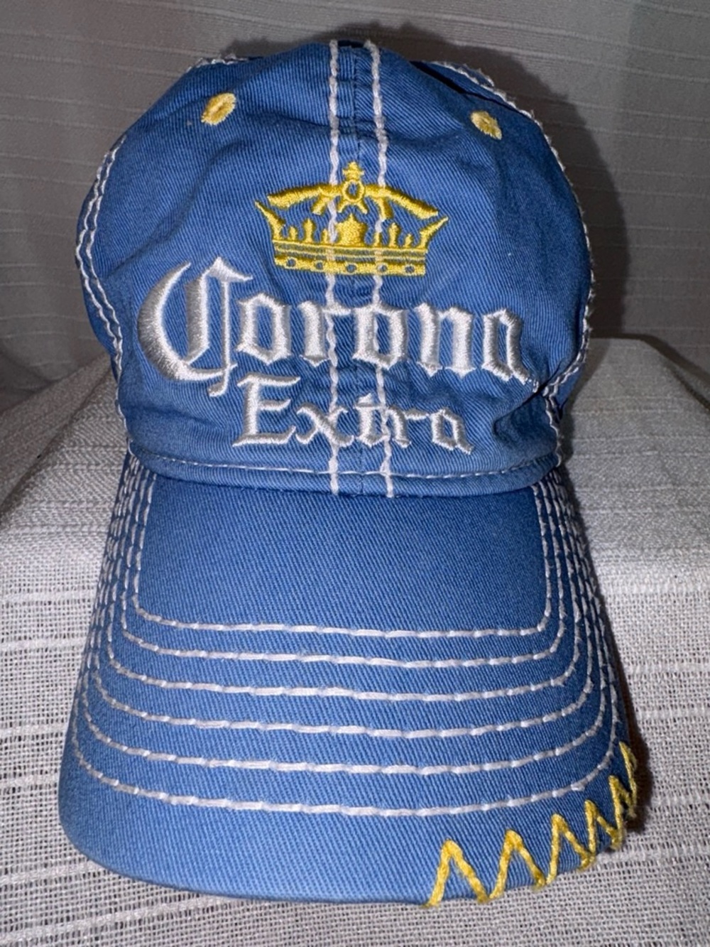 Corona Extra Baseball Cap Blue Distressed Embroidery Strapback One Size